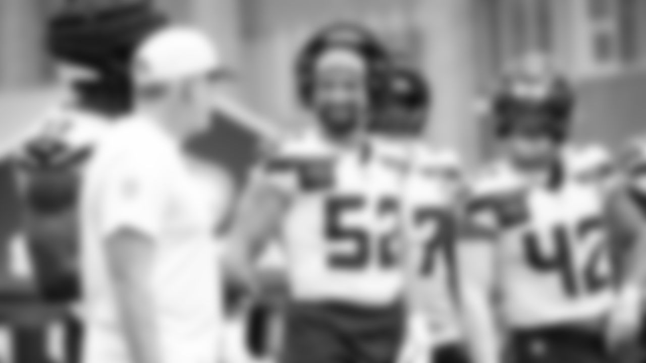 Seahawks linebacker Patrick O'Connell (52) practiced on day three of training camp on July 25, 2025 at the Virginia Mason Athletic Center.