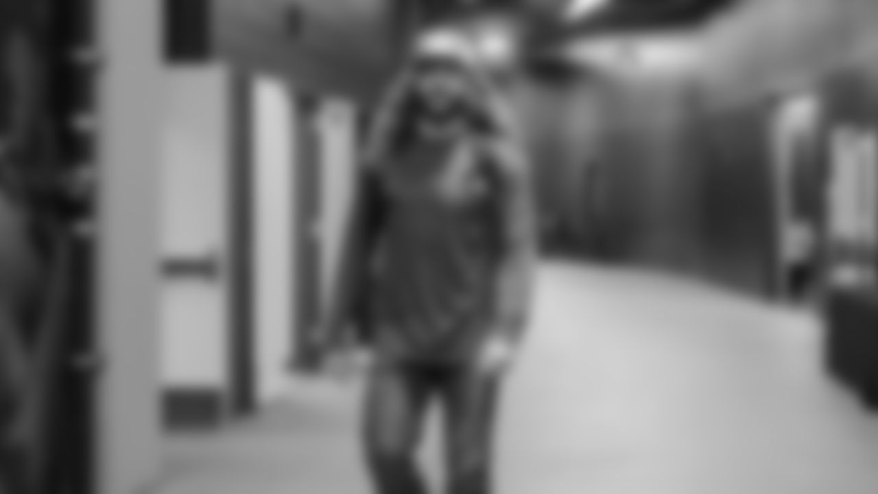 Seahawks fullback Brady Russell (38) arrived at Lumen Field for the Week 13 matchup vs. the Minnesota Vikings.