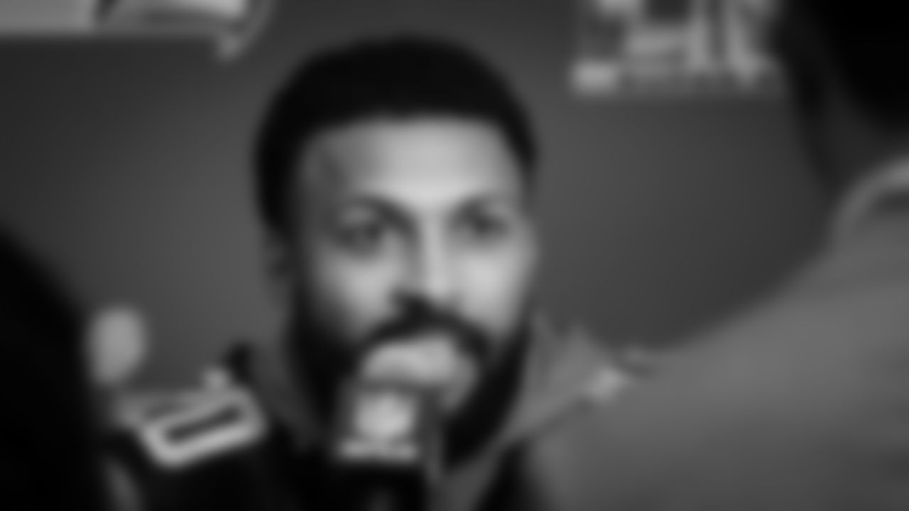 Seahawks safety Julian Love (20) at day two of press conference Media Availability on February 4, 2026.