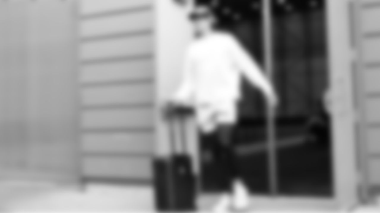 Seahawks wide receiver Jake Bobo (19) departed the Virginia Mason Athletic Center for the trip to Jacksonville on Friday, October 10, 2025.