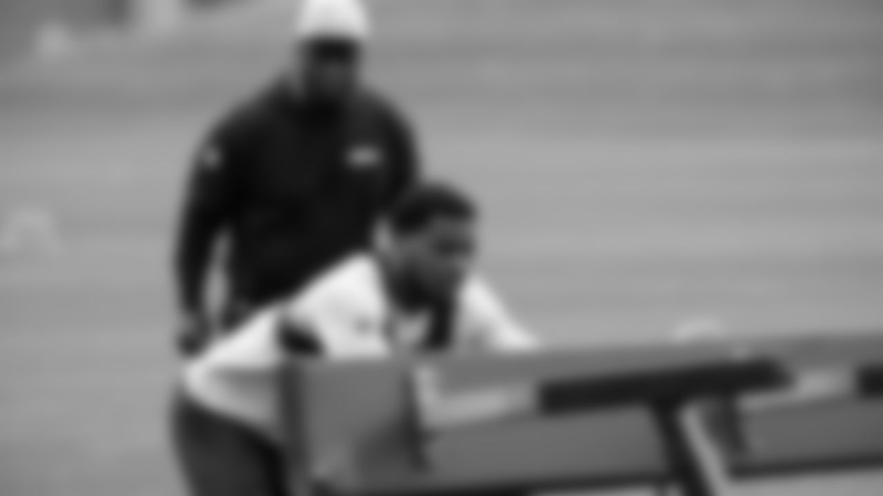 Seahawks cornerback Devon Witherspoon (21) participated in a workout on May 13, 2025 at the Virginia Mason Athletic Center.