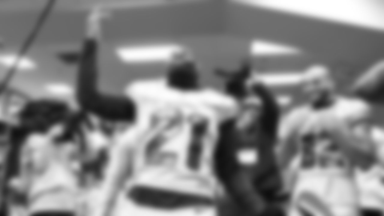 The Seahawks celebrated the 38-37 overtime-win vs. the L.A. Rams in Week 16.