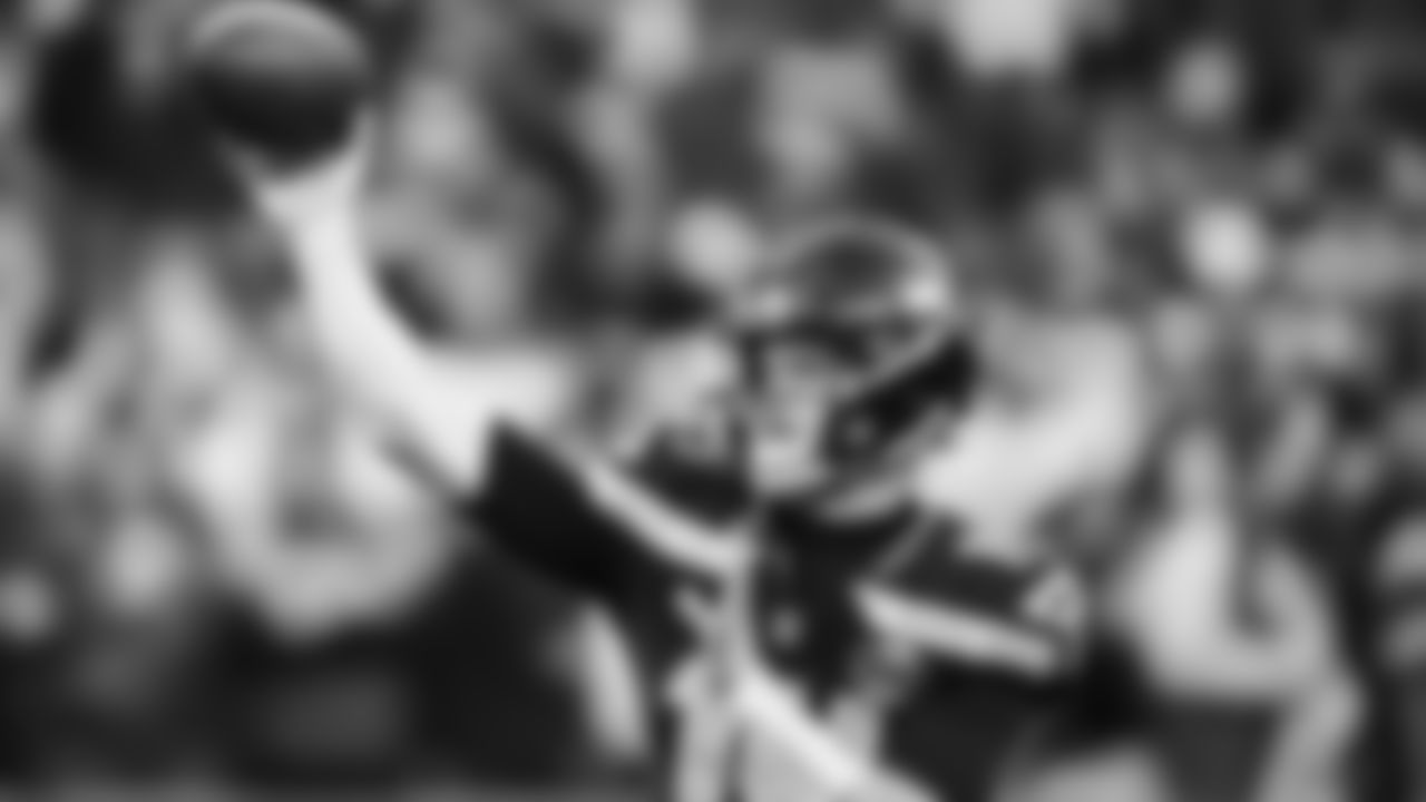 Seahawks quarterback Sam Darnold (14) warms up at Lumen Field for the NFC Championship game vs. the Los Angeles Rams on Sunday, January 25, 2026.