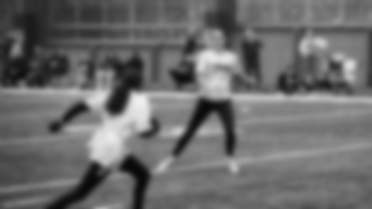 The Seahawks Women's Association packed girls flag kits and hosted a free girls flag football camp at the Seahawks training facility on Saturday, November 8, 2025.