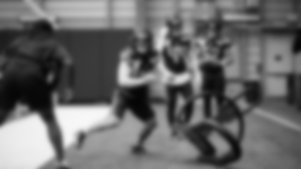 Seahawks linebacker Drake Thomas (42) practiced on Thursday, November 13, 2025 at the Virginia Mason Athletic Center.