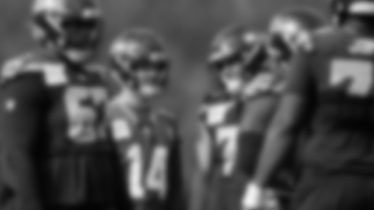 Seahawks quarterback Sam Darnold (14) practiced on Friday, October 17, 2025 at the Virginia Mason Athletic Center.