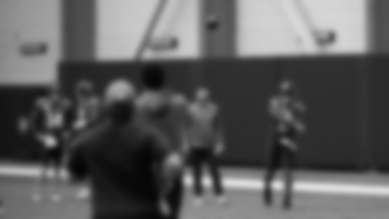 Seahawks quarterback Jalen Milroe (6) practiced on Thursday, November 13, 2025 at the Virginia Mason Athletic Center.