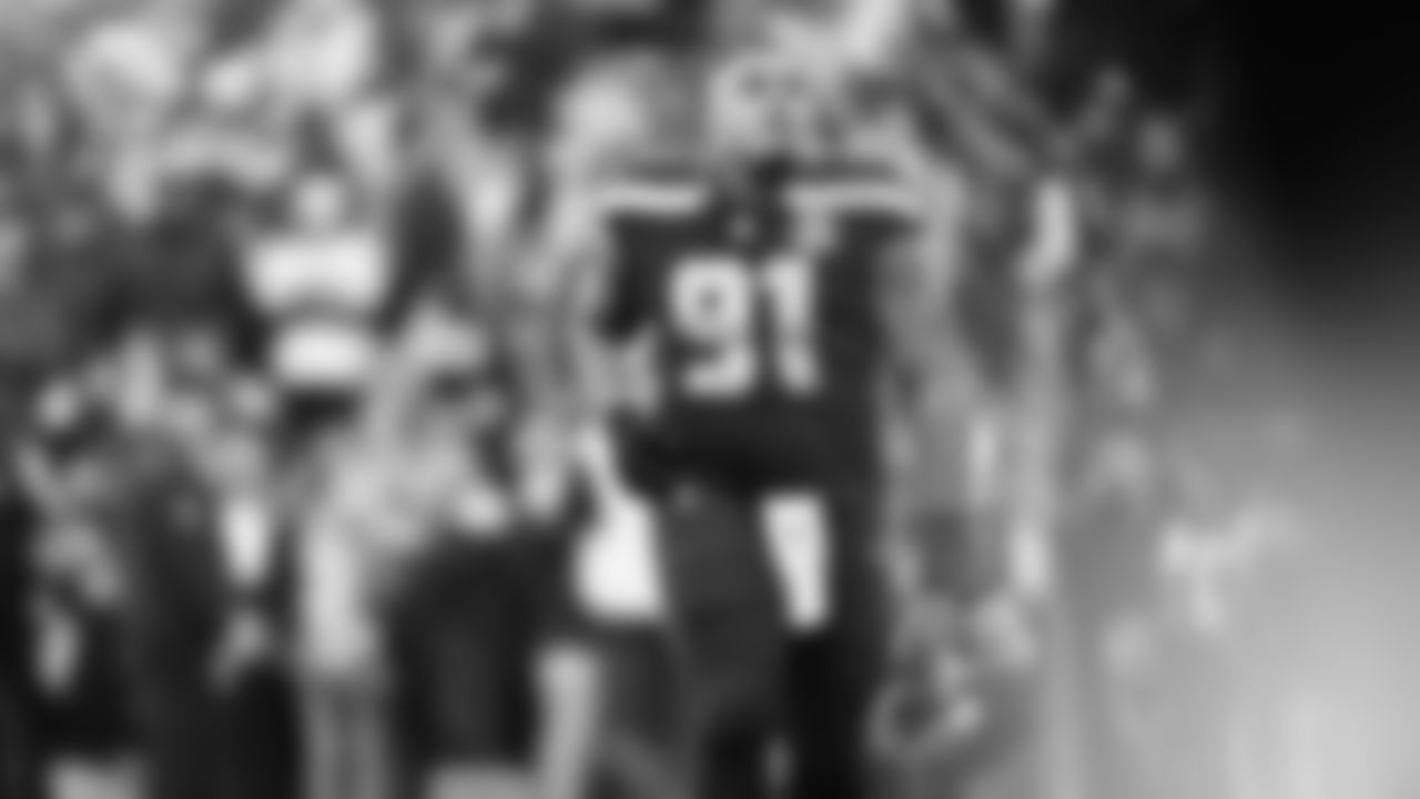 Seahawks defensive tackle Byron Murphy II (91) warms up at Lumen Field for the NFC Championship game vs. the Los Angeles Rams on Sunday, January 25, 2026.