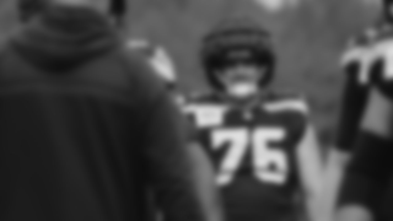 Seahawks guard Grey Zabel (76) practiced on August 4, 2025 at the Virginia Mason Athletic Center.