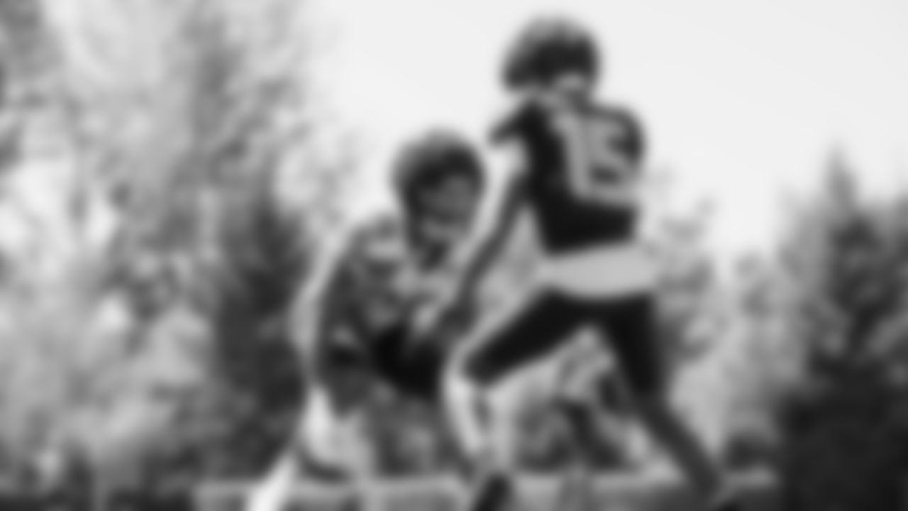 Seahawks cornerback Josh Jobe (29) and wide receiver Tory Horton (15) practiced on August 12, 2025 at the Virginia Mason Athletic Center.