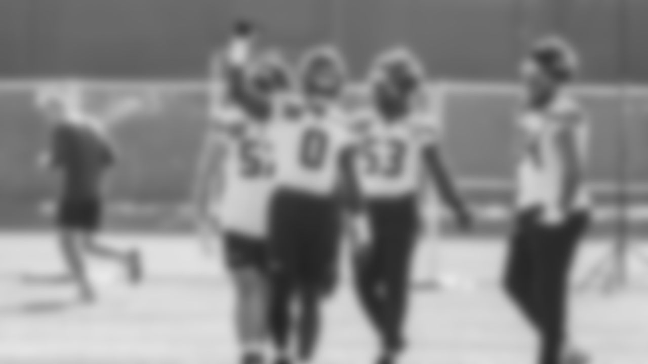 Seahawks defensive end DeMarcus Lawrence (0) practiced on February 5, 2026 in San Jose, California.