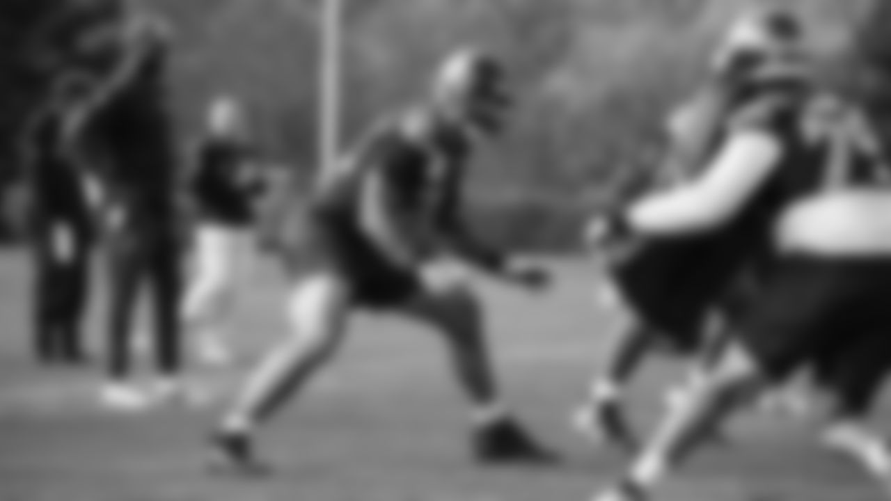 Seahawks tackle Abraham Lucas (72) practiced on Friday, November 7, 2025 at the Virginia Mason Athletic Center.