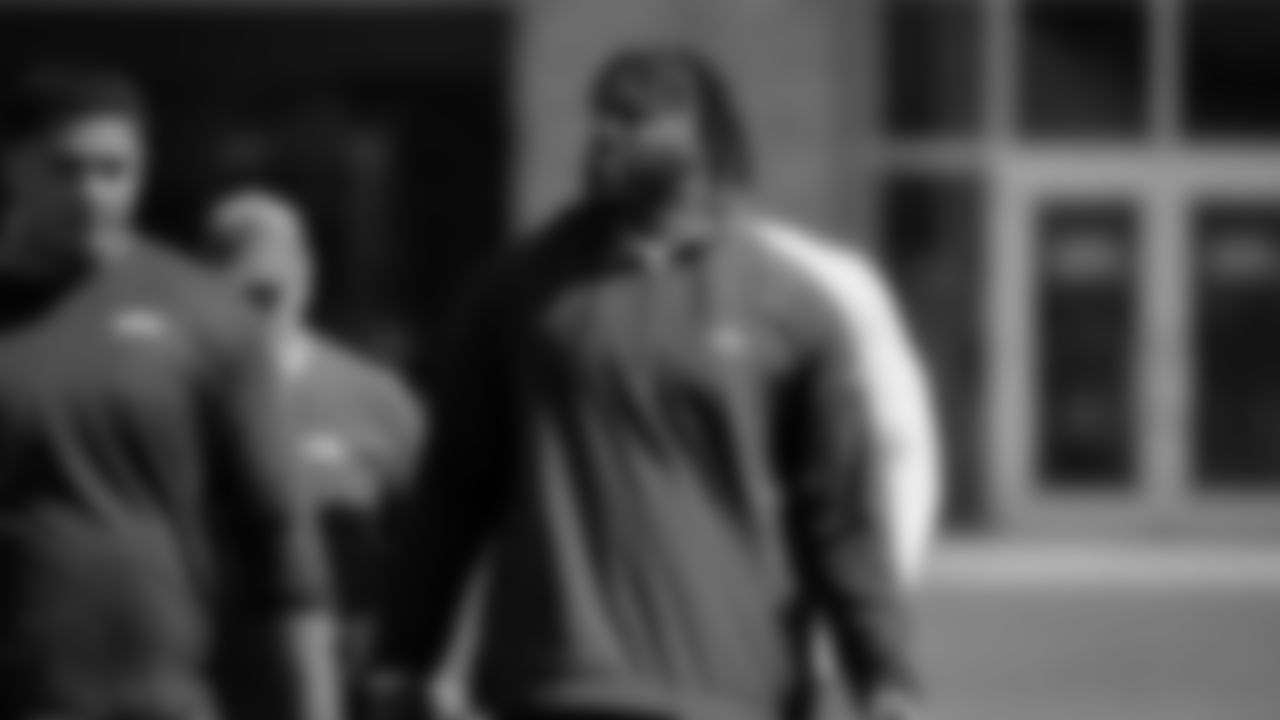 Seahawks tackle Josh Jones (74) participated in a workout on May 6, 2025 at the Virginia Mason Athletic Center.