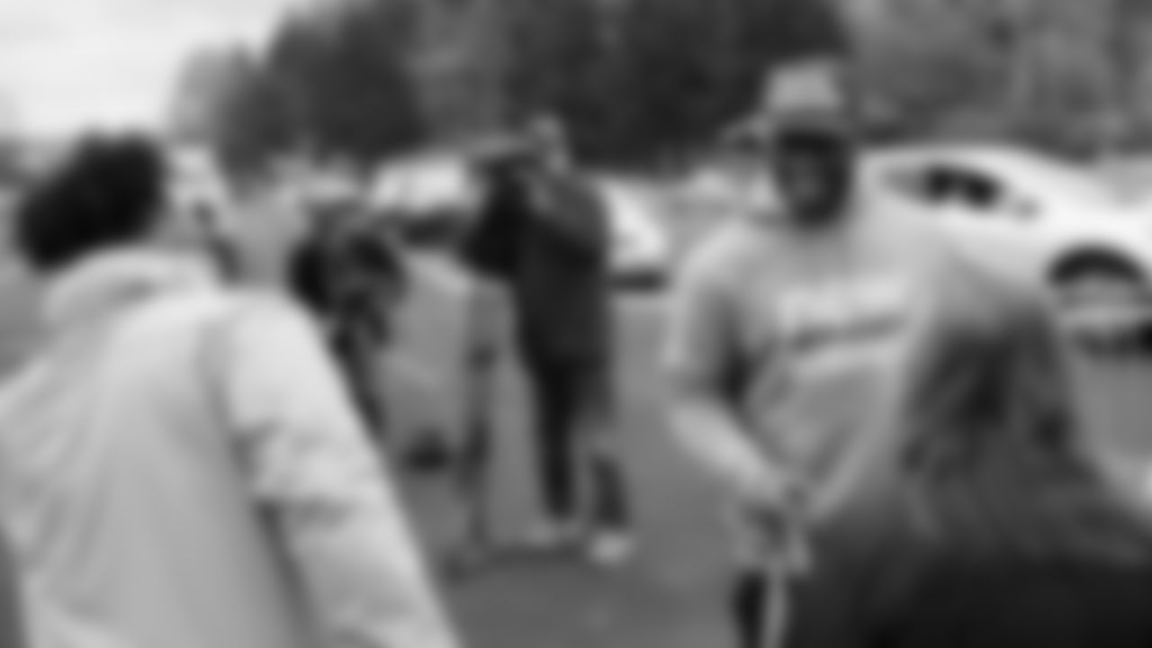 Seahawks Legend Marcus Trufant, quarterback Jalen Milroe, Blitz and the Seahawks Dancers participated in the Tacoma Police Department and Friends Thanksgiving Turkey Giveaway on November 18, 2025.