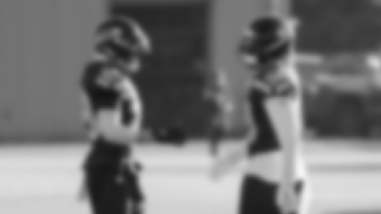 Seahawks safety Ty Okada (39) and safety Julian Love (20) practiced on Wednesday, December 31, 2025 at the Virginia Mason Athletic Center.