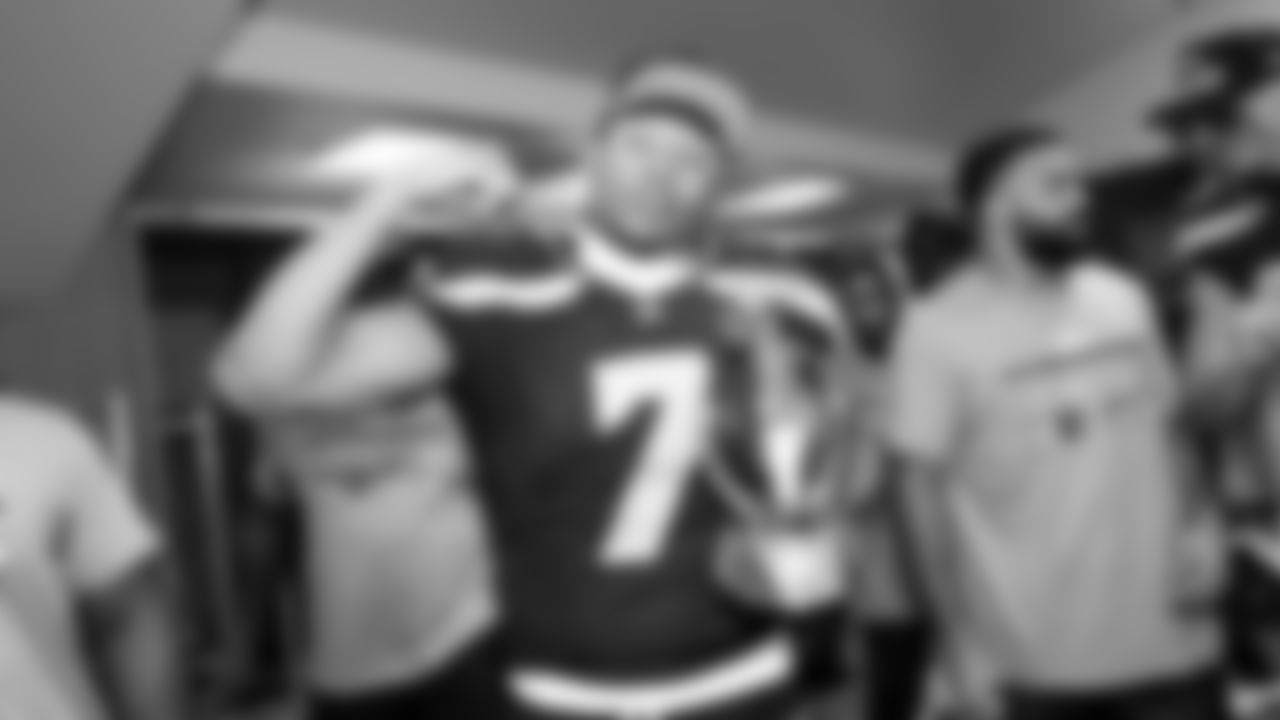 The Seahawks celebrate the 31-27 win vs. the Rams in the NFC Championship on Sunday, January 25, 2026.