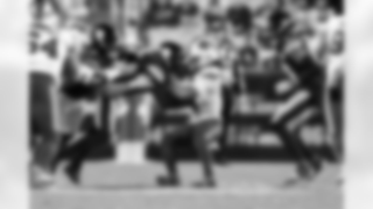 Pittsburgh Steelers cornerback Jalen Ramsey (5) during a regular season game between the Pittsburgh Steelers and the Buffalo Bills, Sunday, Nov. 30, 2025 in Pittsburgh, PA.  (Karl Roser / Pittsburgh Steelers)