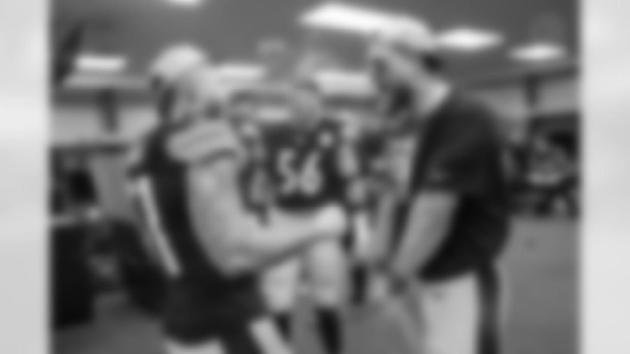 Pittsburgh Steelers tight end Pat Freiermuth (88) and Pittsburgh Steelers linebacker Nick Herbig (51) following a regular season game between the Pittsburgh Steelers and the Baltimore Ravens, Sunday, Jan. 4, 2026 in Pittsburgh, PA. The Steelers defeated the Ravens 26-24. (Karl Roser / Pittsburgh Steelers)