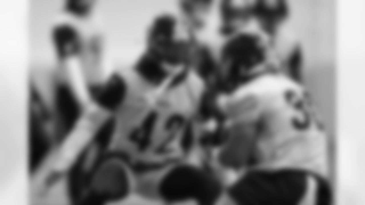 Pittsburgh Steelers cornerback James Pierre (42) during practice at the UPMC Rooney Sports Complex preparing for a Week 14 matchup against the Baltimore Ravens, Friday, Dec. 5, 2025 in Pittsburgh, PA. (Alysa Rubin / Pittsburgh Steelers)