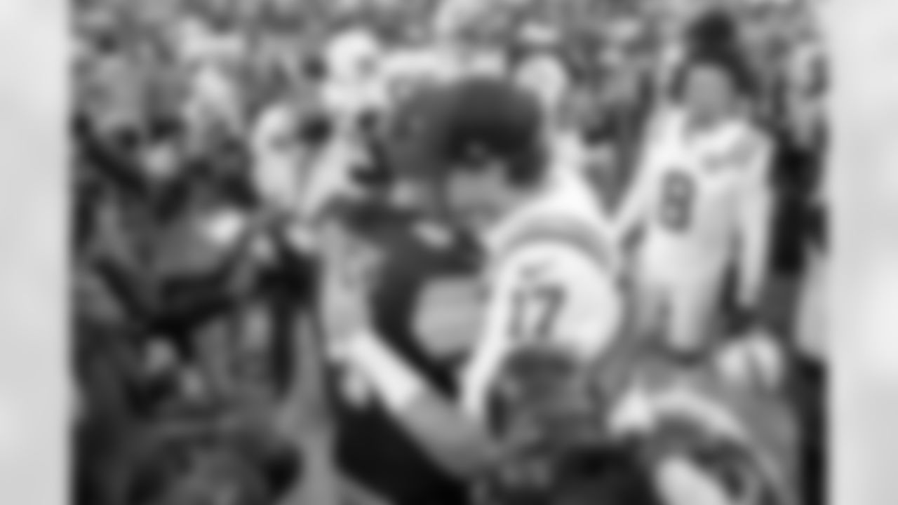 Pittsburgh Steelers quarterback Aaron Rodgers (8) and Indianapolis Colts quarterback Daniel Jones (17) during a regular season game between the Pittsburgh Steelers and the Indianapolis Colts, Sunday, Nov. 2, 2025 in Pittsburgh, PA. The Steelers defeated the Colts 27-20. (Karl Roser / Pittsburgh Steelers)