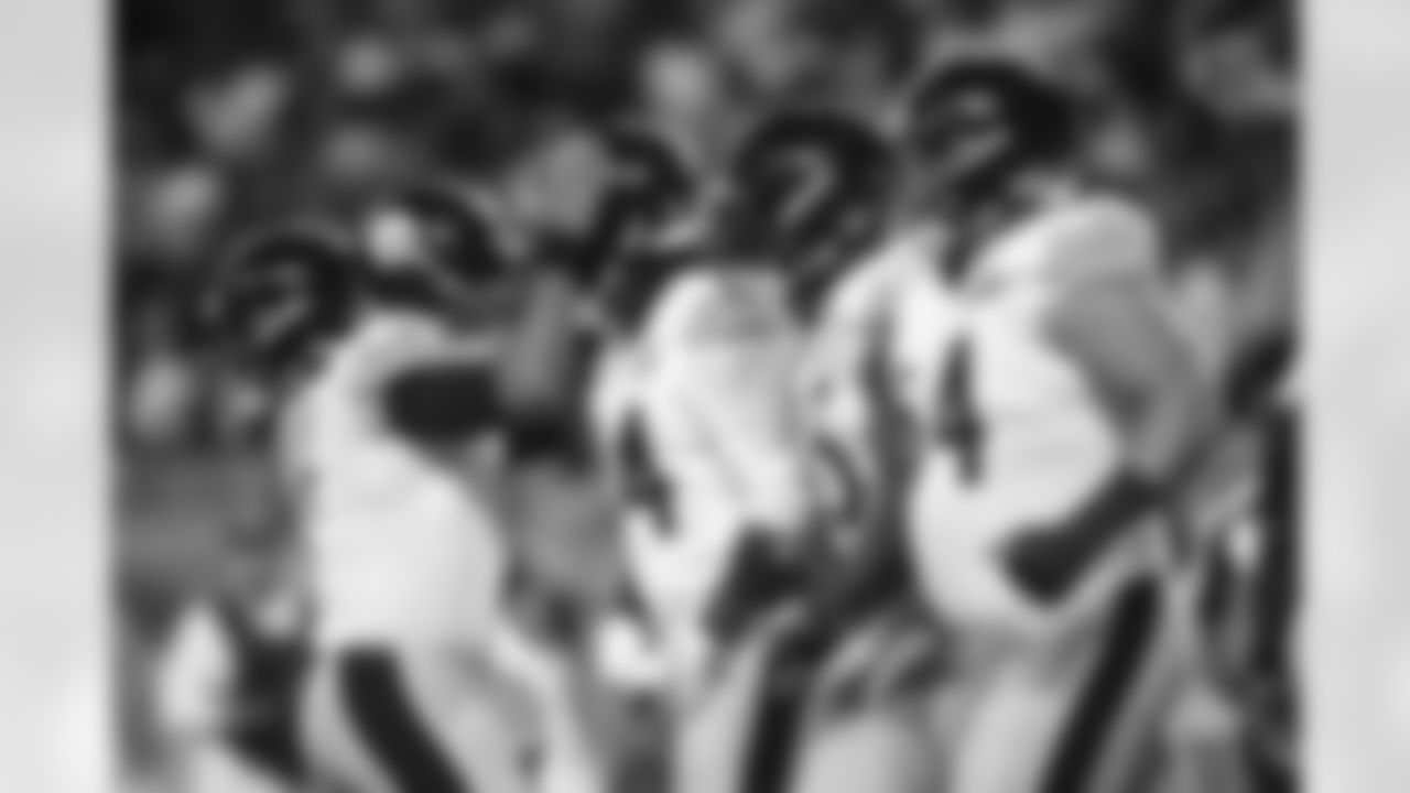 Pittsburgh Steelers quarterback Justin Fields (2), Pittsburgh Steelers running back/kick returner Cordarrelle Patterson (84), Pittsburgh Steelers offensive tackle Dan Moore Jr. (65), and Pittsburgh Steelers center Zach Frazier (54) during a preseason game between the Pittsburgh Steelers and the Detroit Lions, on Saturday August 24, 2024 in Detroit, Michigan. (Alysa Rubin / Pittsburgh Steelers)