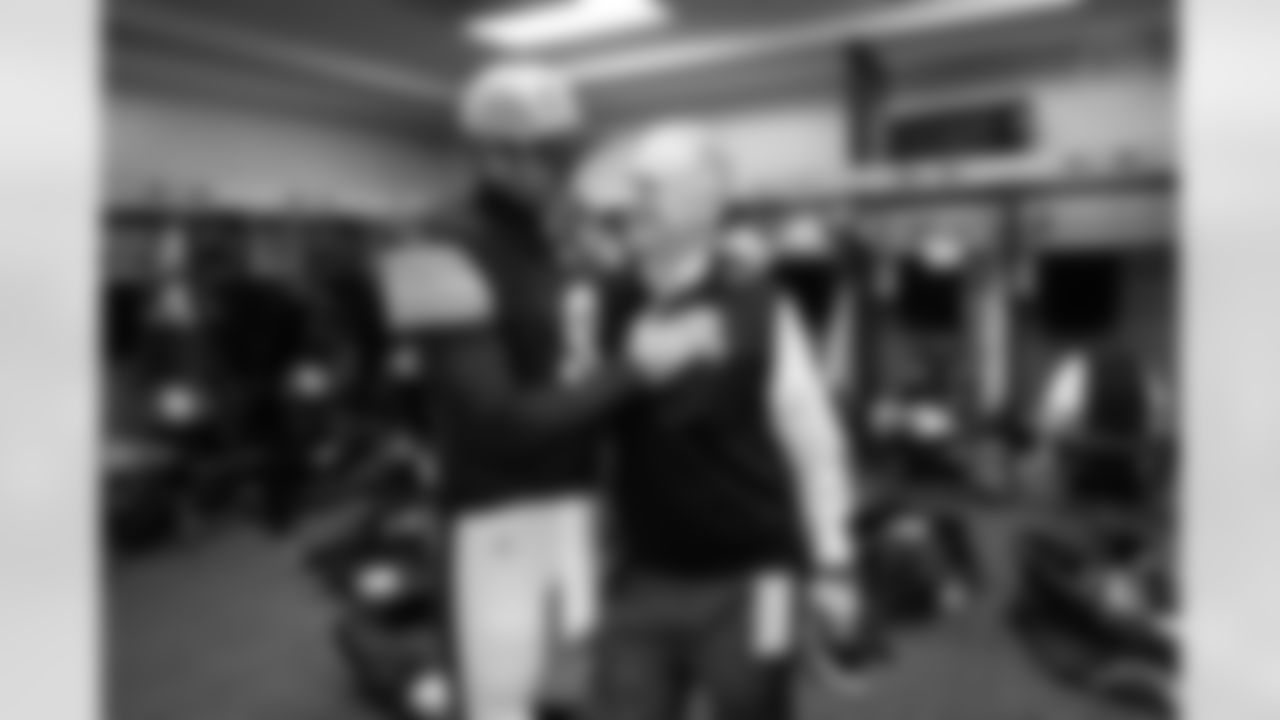 Pittsburgh Steelers quarterback Aaron Rodgers (8) and Pittsburgh Steelers president Art Rooney II following a regular season game between the Pittsburgh Steelers and the Baltimore Ravens, Sunday, Jan. 4, 2026 in Pittsburgh, PA. The Steelers defeated the Ravens 26-24. (Karl Roser / Pittsburgh Steelers)