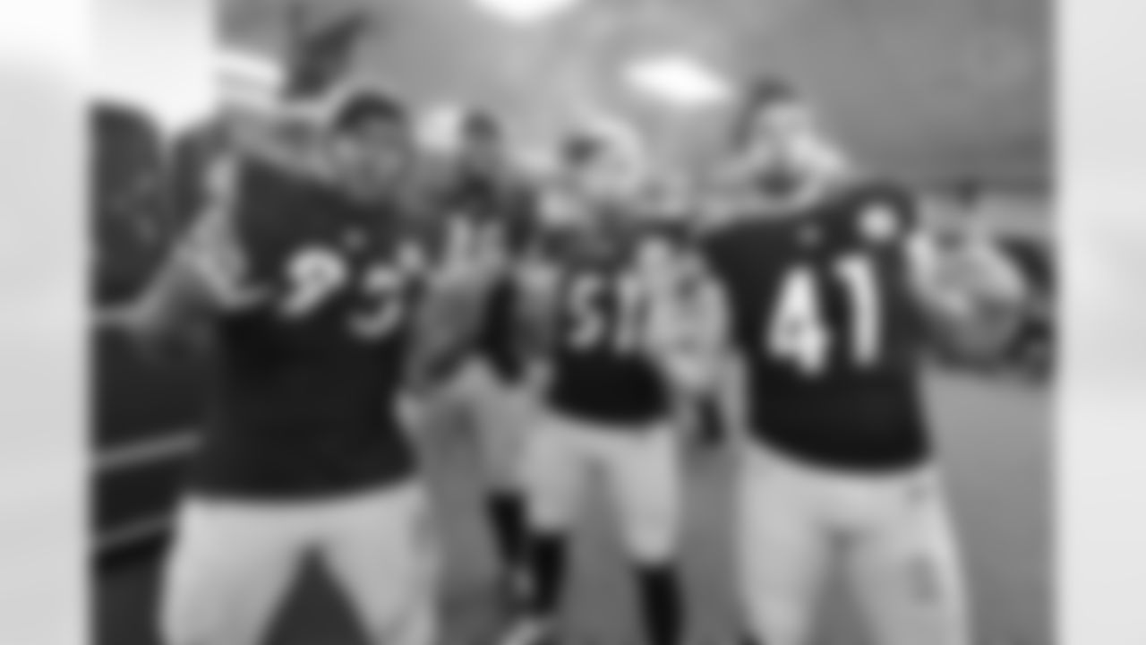 Pittsburgh Steelers defensive tackle Keeanu Benton (95), defensive end DeMarvin Leal (98), linebacker Nick Herbig (51) and linebacker Payton Wilson (41) during a regular season game between the Pittsburgh Steelers and the Baltimore Ravens, Sunday, Jan. 4, 2026 in Pittsburgh, PA.  (Karl Roser / Pittsburgh Steelers)