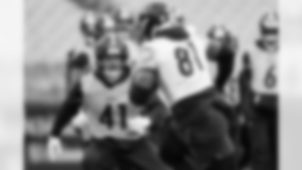 Pittsburgh Steelers linebacker Payton Wilson (41) during practice at Acrisure Stadium preparing for a Week 18 matchup against the Baltimore Ravens, Friday, Jan. 2, 2026 in Pittsburgh, PA. (Alysa Rubin / Pittsburgh Steelers)