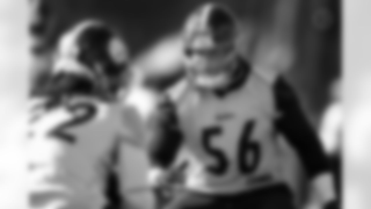 Pittsburgh Steelers linebacker Alex Highsmith (56) during practice at the UPMC Rooney Sports Complex preparing for a Week 7 matchup against the New York Jets, Friday, Oct. 18, 2024 in Pittsburgh, PA. (Alysa Rubin / Pittsburgh Steelers)