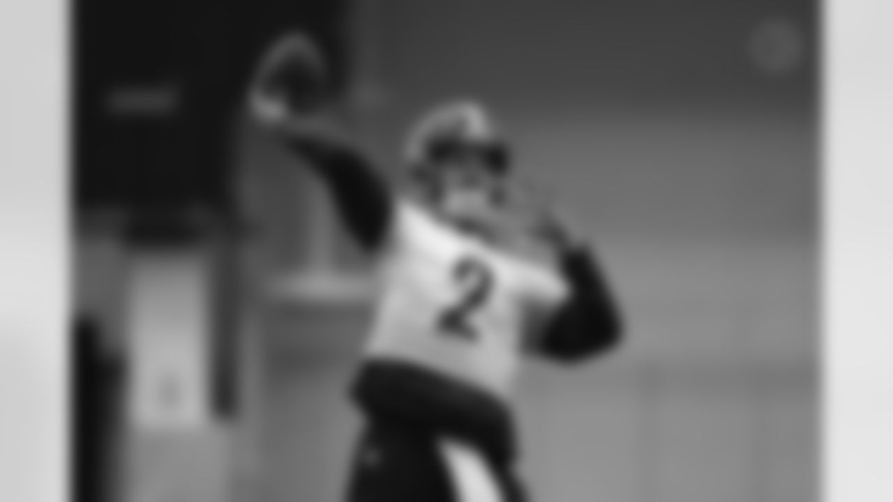 Pittsburgh Steelers quarterback Mason Rudolph (2) during practice at the UPMC Rooney Sports Complex preparing for a Week 16 matchup against the Detroit Lions, Friday, Dec. 19, 2025 in Pittsburgh, PA. (Alysa Rubin / Pittsburgh Steelers)