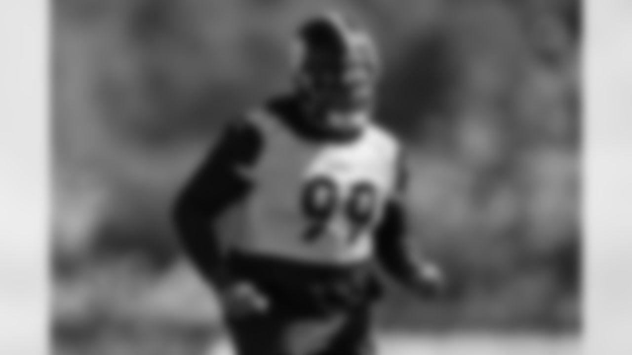 Pittsburgh Steelers defensive tackle Derrick Harmon (99) during practice at the UPMC Rooney Sports Complex preparing for a Week 7 matchup against the Cincinnati Bengals, Tuesday, Oct. 14, 2025 in Pittsburgh, PA. (Alysa Rubin / Pittsburgh Steelers)