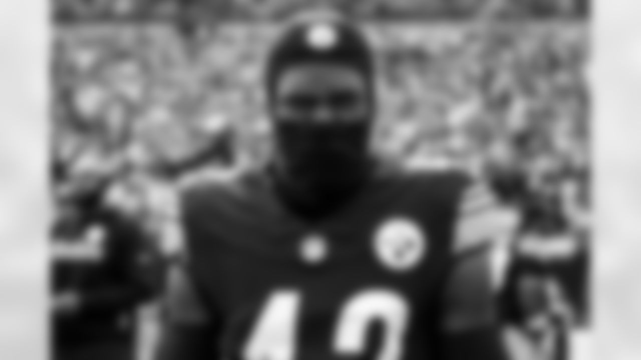 Pittsburgh Steelers cornerback James Pierre (42) prior to a regular season game between the Pittsburgh Steelers and the Indianapolis Colts, Sunday, Nov. 2, 2025 in Pittsburgh, PA. The Steelers defeated the Colts 27-20. (Alysa Rubin / Pittsburgh Steelers)