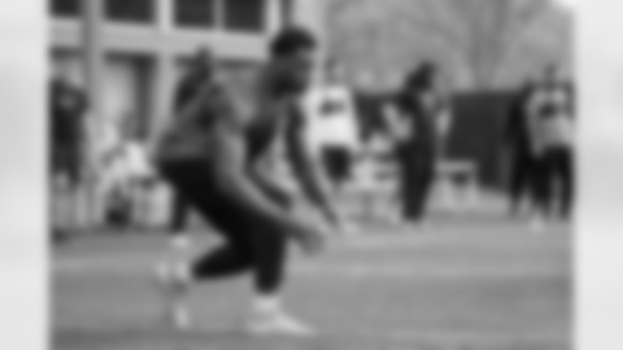 Pittsburgh Steelers wide receiver DK Metcalf (4) during Phase One of the voluntary offseason workout program on Tuesday, April 22, 2025 in Pittsburgh, PA. (Karl Roser / Pittsburgh Steelers)