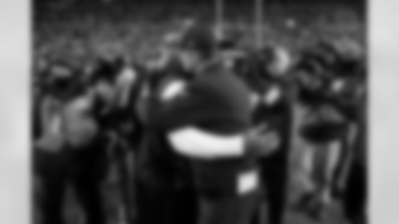 Pittsburgh Steelers head coach Mike Tomlin and Baltimore Ravens head coach John Harbaugh following a regular season game between the Pittsburgh Steelers and the Baltimore Ravens, Sunday, Jan. 4, 2026 in Pittsburgh, PA. The Steelers defeated the Ravens 26-24. (Karl Roser / Pittsburgh Steelers)