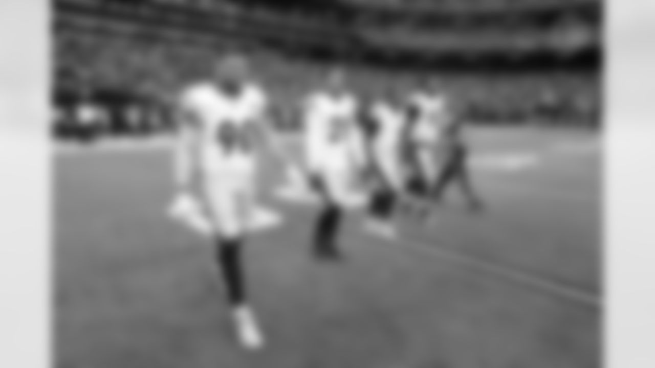 Pittsburgh Steelers linebacker T.J. Watt (90), Pittsburgh Steelers safety Miles Killebrew (28), Pittsburgh Steelers quarterback Russell Wilson (3) and Pittsburgh Steelers defensive tackle Cameron Heyward (97) prior to a regular season game between the Pittsburgh Steelers and the Las Vegas Raiders, Sunday, Oct. 13, 2024 in Las Vegas, NV. (Nick Smith / Pittsburgh Steelers)