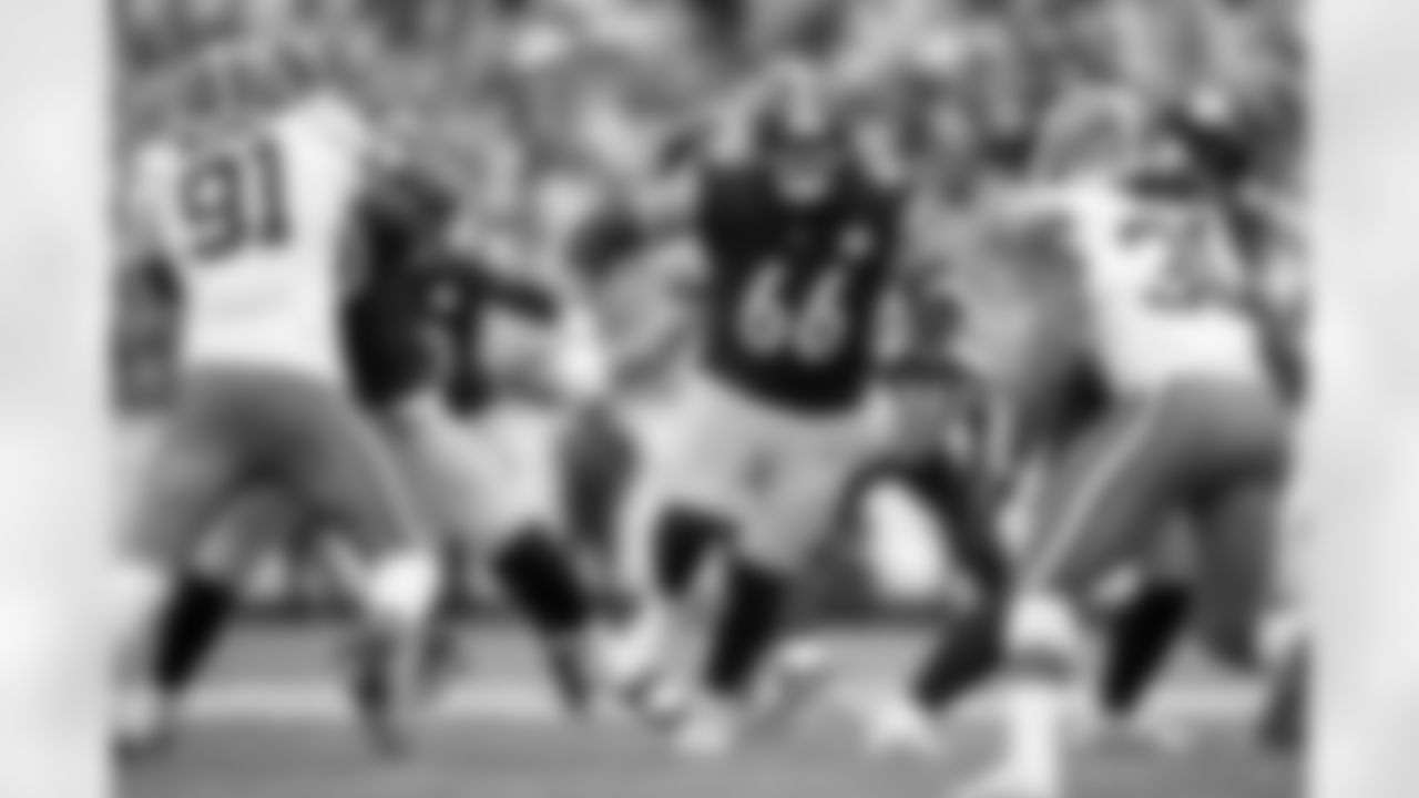 Pittsburgh Steelers guard Mason McCormick (66) looks to make a block during a regular season game between the Pittsburgh Steelers and the Cleveland Browns, Sunday, Oct. 12, 2025 in Pittsburgh, PA. The Steelers defeated the Browns 23-9. (Karl Roser / Pittsburgh Steelers)