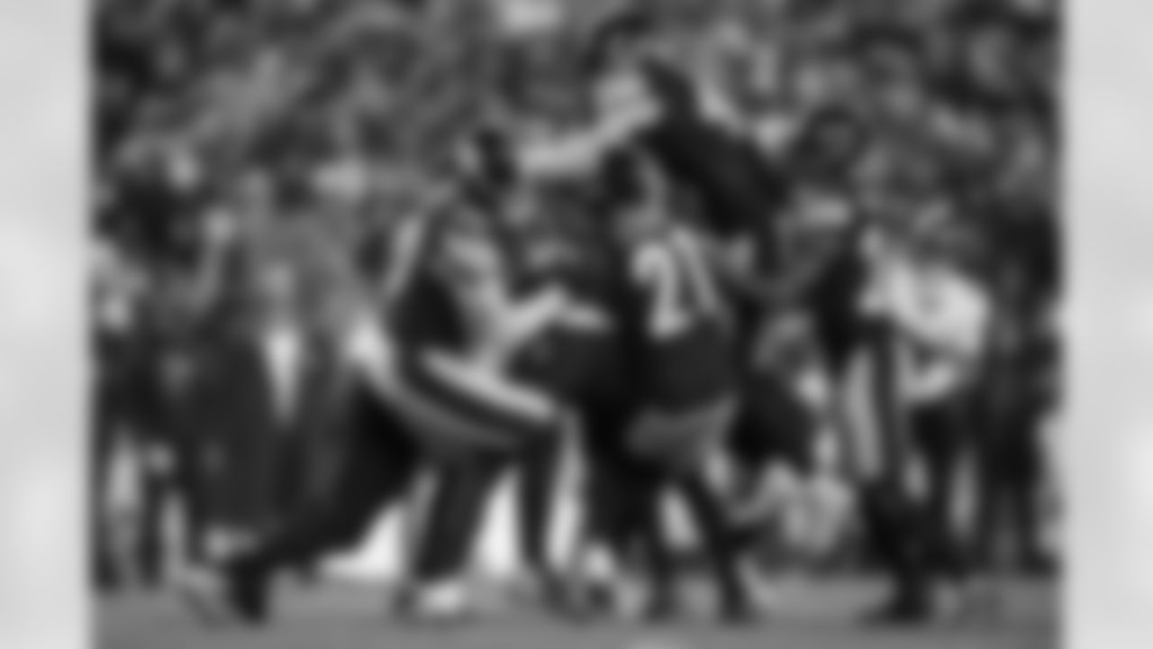 Pittsburgh Steelers linebacker T.J. Watt (90), Pittsburgh Steelers linebacker Payton Wilson (41), Pittsburgh Steelers defensive back Chuck Clark (21) and Pittsburgh Steelers cornerback Brandin Echols (26) tackle their opponent during a regular season game against the Baltimore Ravens, Sunday, Jan. 4, 2026 in Pittsburgh, PA. The Steelers defeated the Ravens 26-24. (Alysa Rubin / Pittsburgh Steelers)