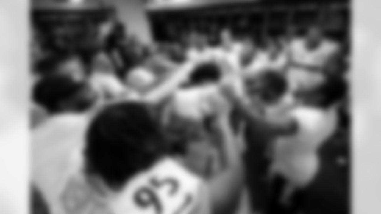 Pittsburgh Steelers defensive tackle Derrick Harmon (99) receives the game ball and is embraced by his teammates following a regular season game against the Detroit Lions, Sunday, Dec. 21, 2025 in Detroit, MI. The Steelers defeated the Lions 29-24. These moments are special to witness and to document. Showing the close bond and brotherhood of elite athletes is an incredible privilege and honor. I enjoy the slightly elevated view over the shoulder of the players that makes you feel like you are a part of the celebration and about to extend your arm and place a hand on Harmon too. (Karl Roser / Pittsburgh Steelers)

Model: NIKON Z 9
Lens (mm): 14
ISO: 4000
Aperture: 2.8
Shutter: 1/500