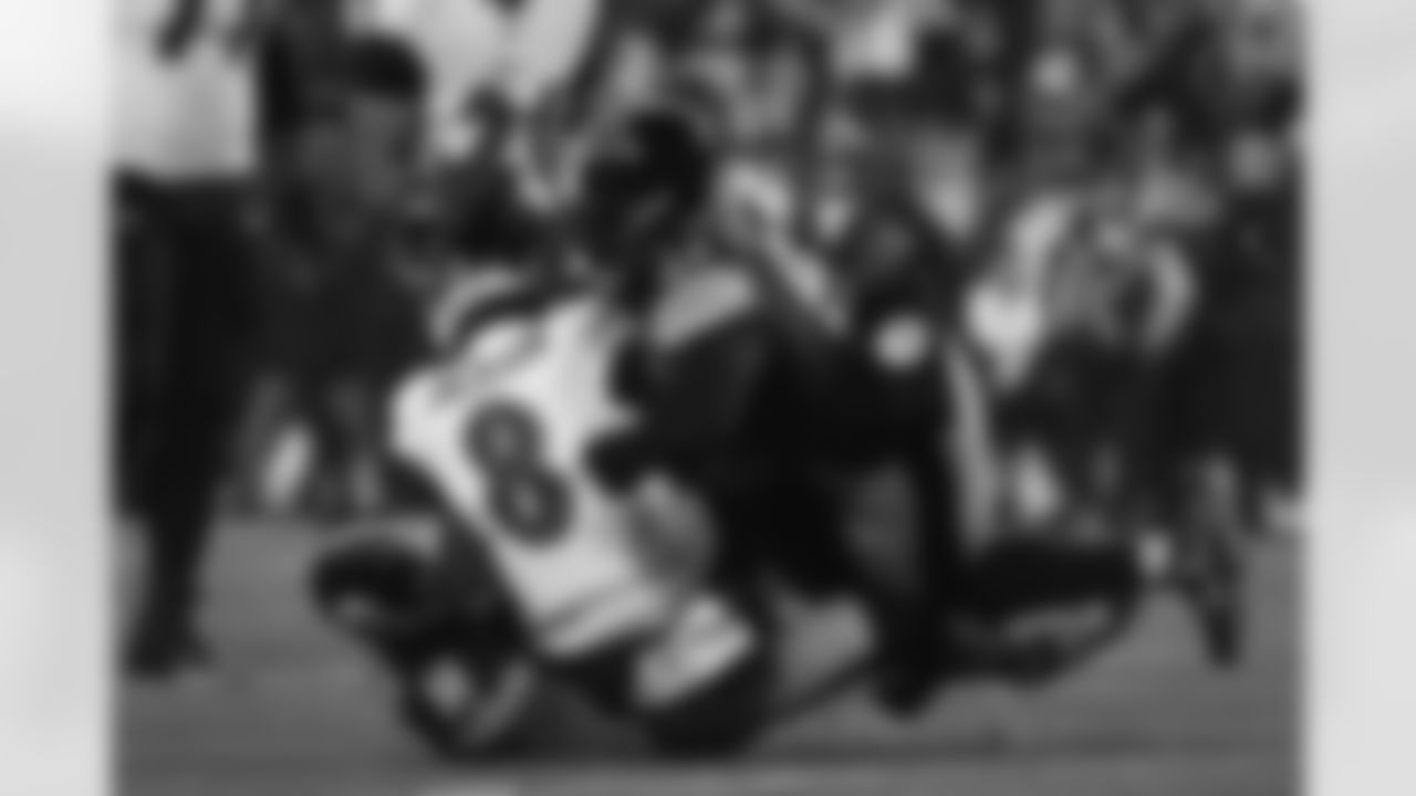 Pittsburgh Steelers linebacker Nick Herbig (51) and Pittsburgh Steelers defensive tackle Esezi Otomewo (93) during a regular season game between the Pittsburgh Steelers and the Baltimore Ravens, Sunday, Jan. 4, 2026 in Pittsburgh, PA.  (Taylor Ollason / Pittsburgh Steelers)