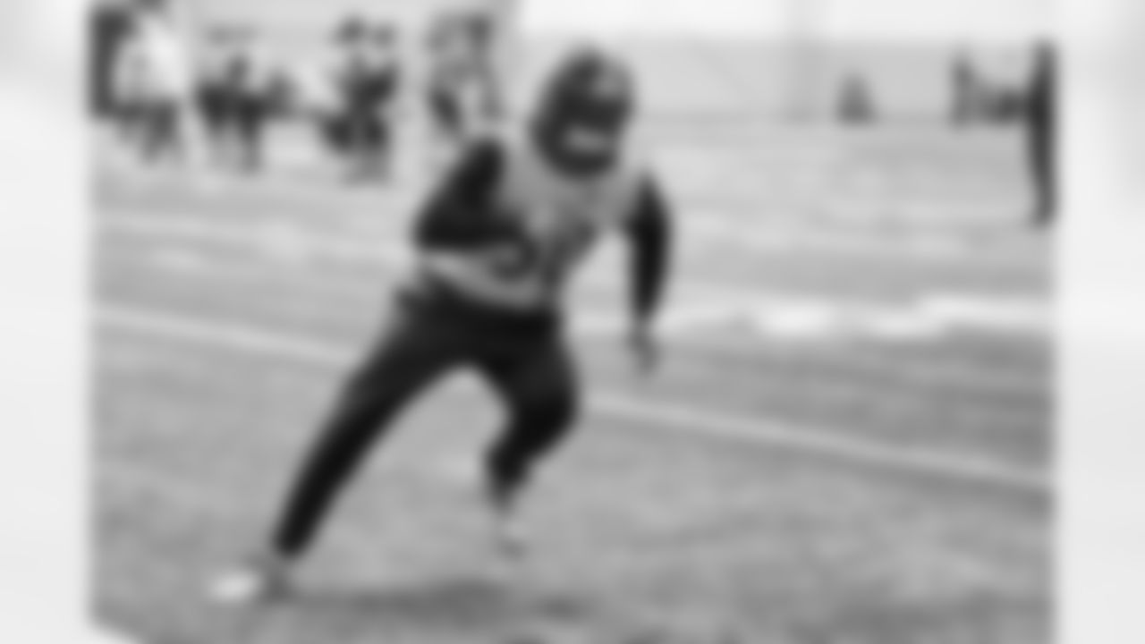 Pittsburgh Steelers linebacker Malik Harrison (50) during practice at the UPMC Rooney Sports Complex preparing for a Week 14 matchup against the Baltimore Ravens, Friday, Dec. 5, 2025 in Pittsburgh, PA. (Karl Roser / Pittsburgh Steelers)