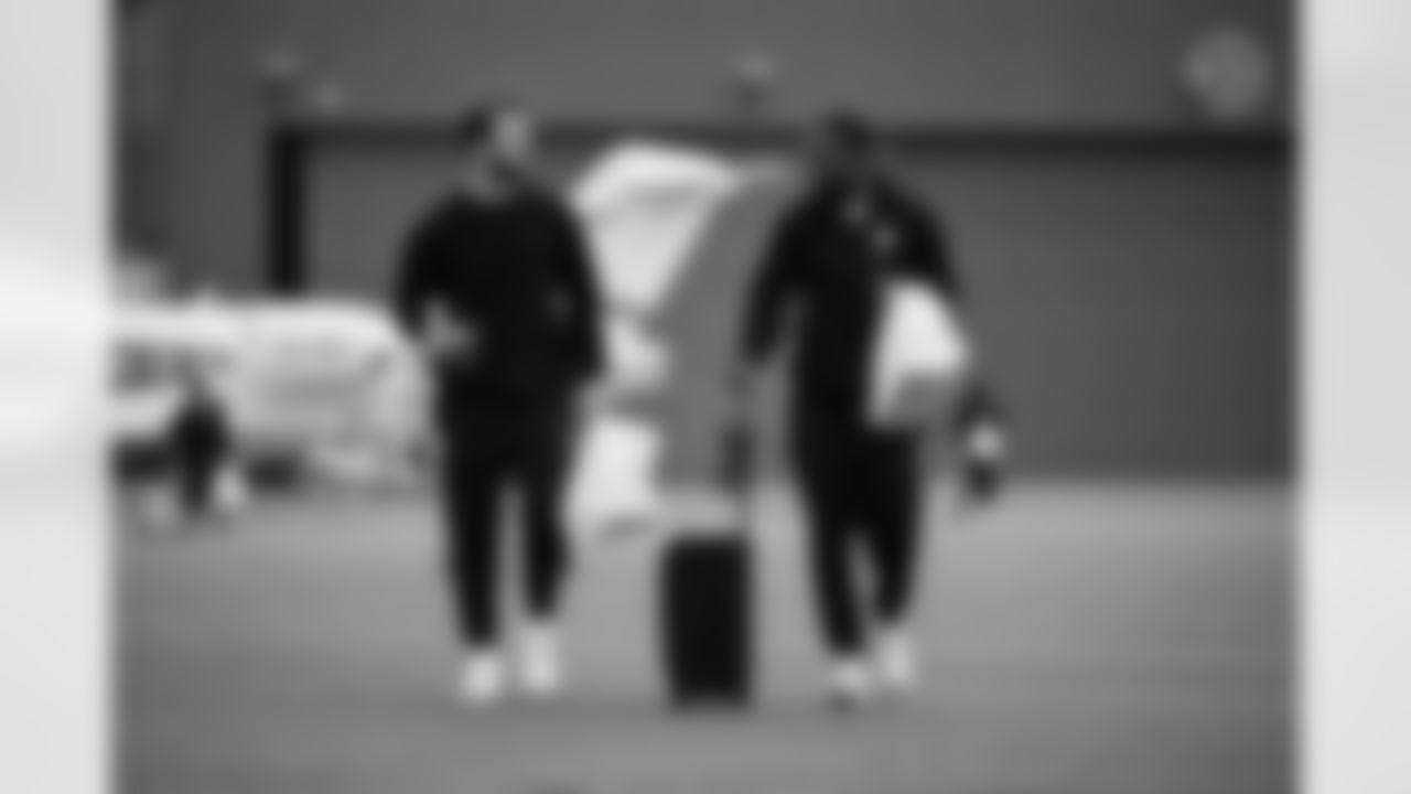 Pittsburgh Steelers linebacker Payton Wilson (41) and Pittsburgh Steelers punter Corliss Waitman (3) travels to Los Angeles on Saturday, Nov. 8, 2025 for the Week 10 regular season matchup against the Los Angeles Chargers. (Alysa Rubin / Pittsburgh Steelers)