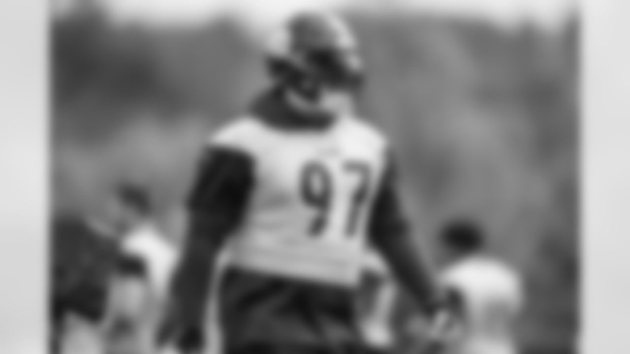 Pittsburgh Steelers defensive tackle Cameron Heyward (97) participates in the Organized Team Activities (OTAs), Tuesday May 27, 2025 at the UPMC Rooney Sports Complex. (Karl Roser / Pittsburgh Steelers)
