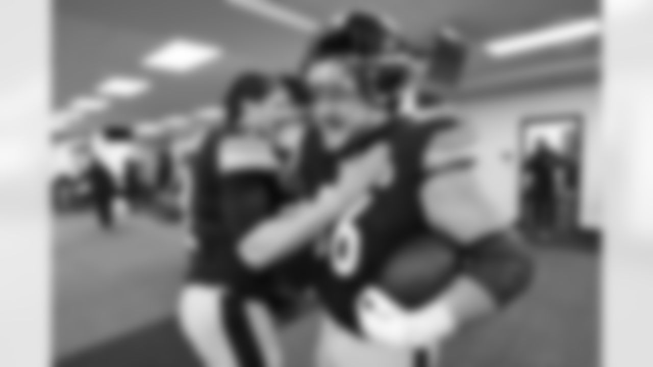 Pittsburgh Steelers quarterback Mason Rudolph (2) and guard Mason McCormick (66)during a regular season game between the Pittsburgh Steelers and the Baltimore Ravens, Sunday, Jan. 4, 2026 in Pittsburgh, PA. (Karl Roser / Pittsburgh Steelers)