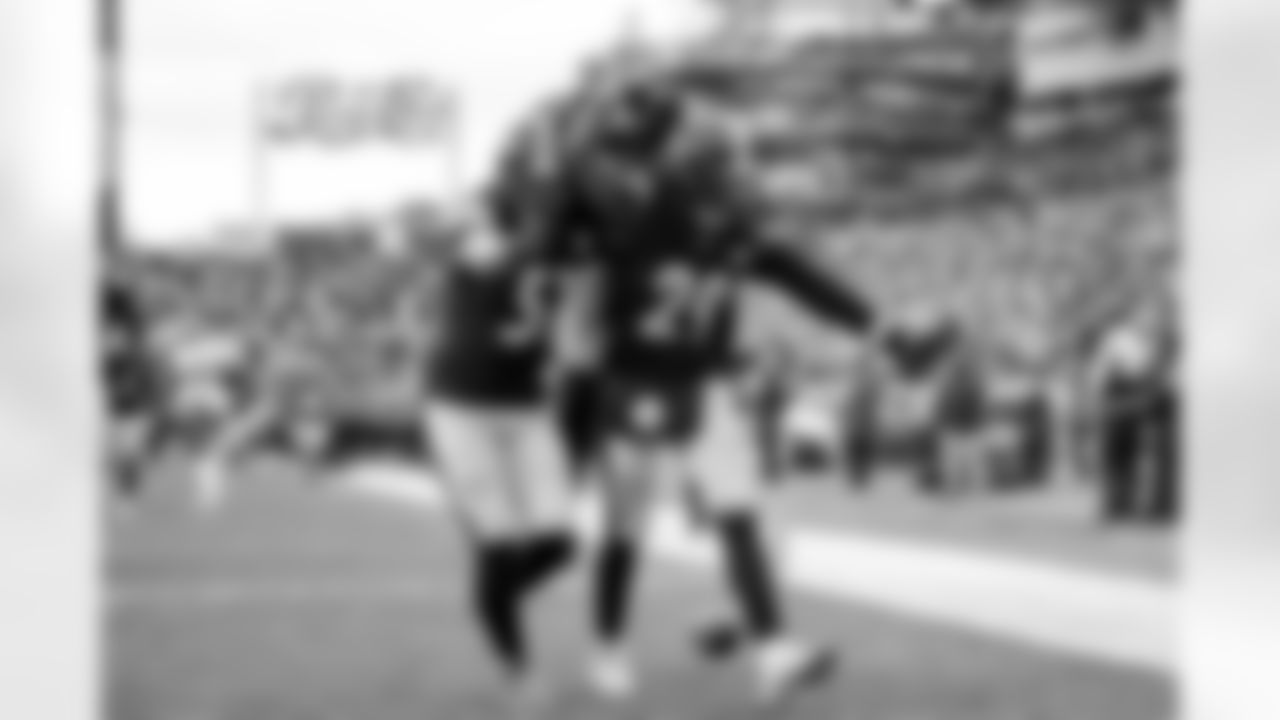 Pittsburgh Steelers safety Kyle Dugger (29),  cornerback Jalen Ramsey (5) and linebacker Nick Herbig (51) during a regular season game between the Pittsburgh Steelers and the Cincinnati Bengals, Sunday, Nov. 16, 2025 in Pittsburgh, PA. (Karl Roser / Pittsburgh Steelers)