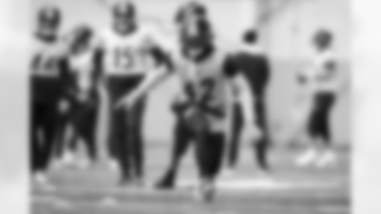 Pittsburgh Steelers cornerback James Pierre (42) during practice at the UPMC Rooney Sports Complex preparing for a Week 14 matchup against the Baltimore Ravens, Friday, Dec. 5, 2025 in Pittsburgh, PA. (Karl Roser / Pittsburgh Steelers)