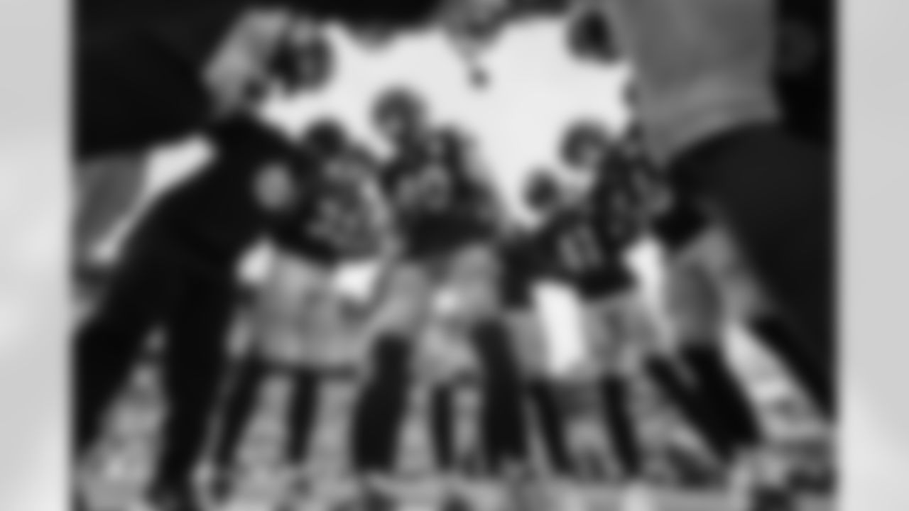 Pittsburgh Steelers linebacker T.J. Watt (90) and Pittsburgh Steelers linebacker Payton Wilson (41) and Pittsburgh Steelers linebacker Alex Highsmith (56) and Pittsburgh Steelers linebacker Jack Sawyer (33) during a regular season game between the Pittsburgh Steelers and the Buffalo Bills, Sunday, Nov. 30, 2025 in Pittsburgh, PA.  (Alysa Rubin / Pittsburgh Steelers)