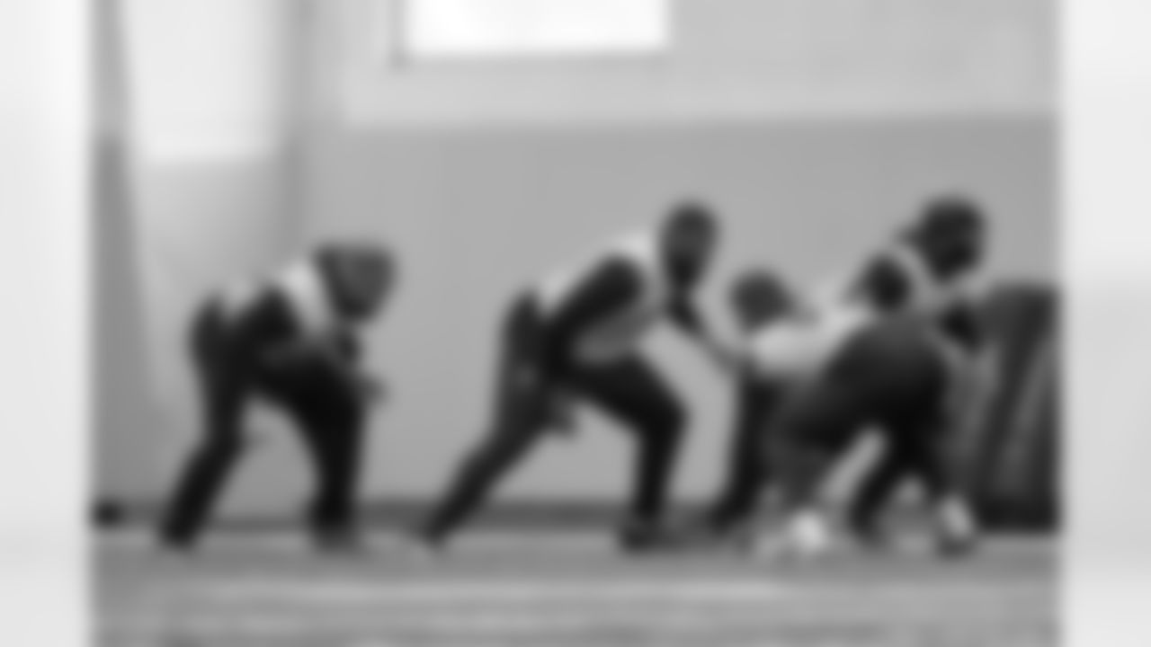 Pittsburgh Steelers defensive lineman Kyler Baugh (65), Pittsburgh Steelers defensive tackle Brodric Martin-Rhodes (78), Pittsburgh Steelers defensive end Logan Lee (91) and Pittsburgh Steelers defensive tackle Esezi Otomewo (93) during practice at the UPMC Rooney Sports Complex preparing for a Week 15 matchup against the Miami Dolphins, Thursday, Dec. 11, 2025 in Pittsburgh, PA. (Alysa Rubin / Pittsburgh Steelers)