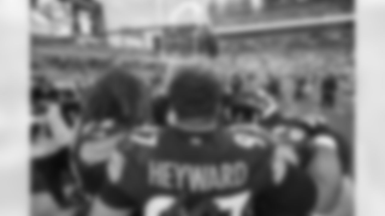 The defensive line huddles during a regular season game between the Pittsburgh Steelers and the Cincinnati Bengals, Saturday, Dec. 23, 2023 in Pittsburgh, PA. (Abigail Dean / Pittsburgh Steelers)