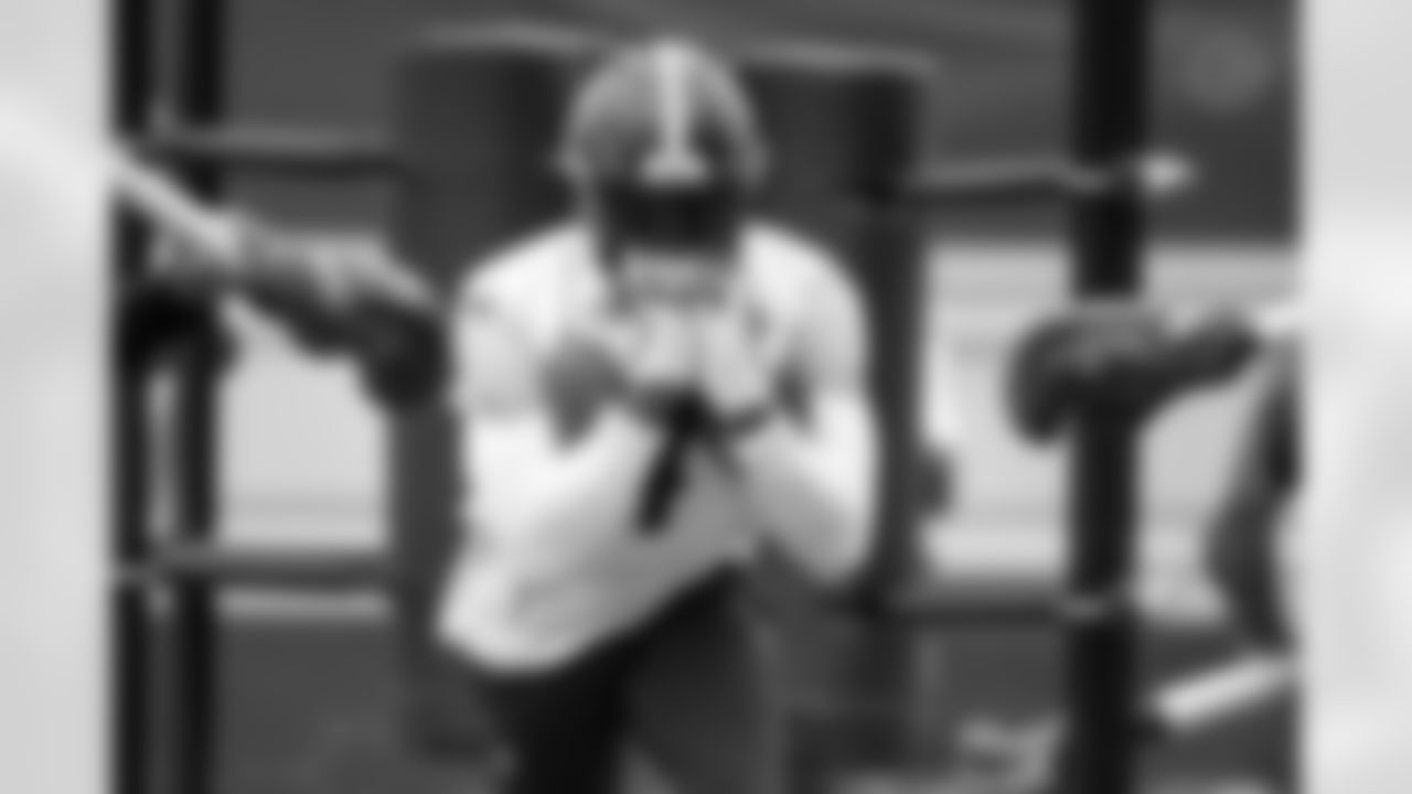 Pittsburgh Steelers wide receiver DK Metcalf (4) during practice at the UPMC Rooney Sports Complex preparing for a Wild Card matchup against the Houston Texans, Friday, Jan. 9, 2026 in Pittsburgh, PA. (Karl Roser / Pittsburgh Steelers)