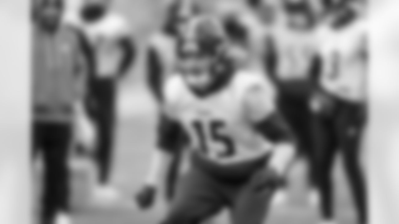 Pittsburgh Steelers wide receiver Ben Skowronek (15) during practice at Acrisure Stadium preparing for a Week 18 matchup against the Baltimore Ravens, Friday, Jan. 2, 2026 in Pittsburgh, PA. (Karl Roser / Pittsburgh Steelers)